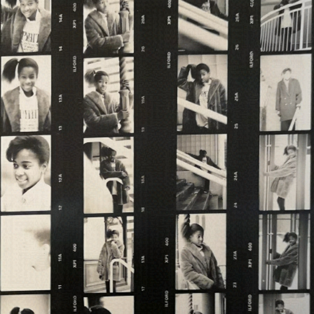 80s vintage photo contact sheet, model Kafievewilson. Photos Larry Weiss